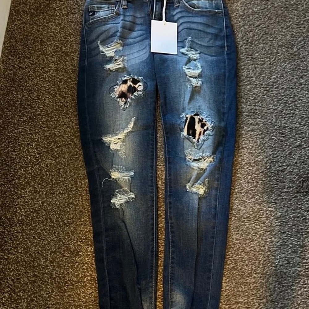 Kancan leopard patch jeans. Brand new with tags. Size 1.